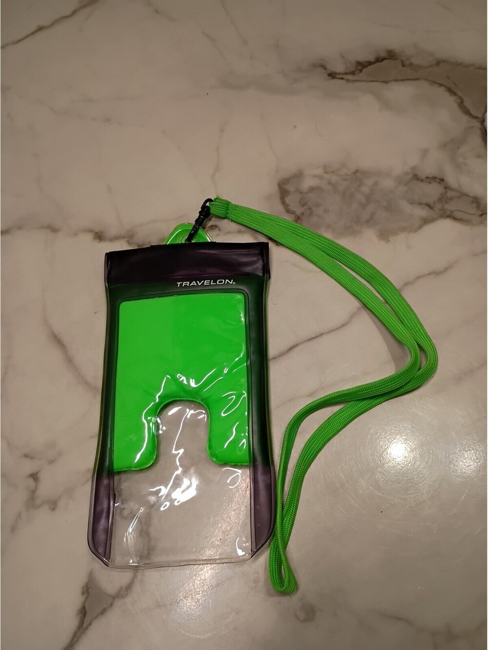 Travelon Brand Floating Waterproof Cell Phone Pouch Clear Black and Bright Green